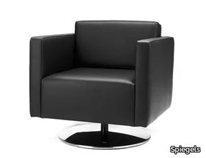 .KARLO - Swivel leather armchair with armrests _ Spiegels