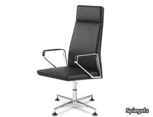 .PILOT P2001 - Leather office chair with armrests with 4-Spoke base _ Spiegels