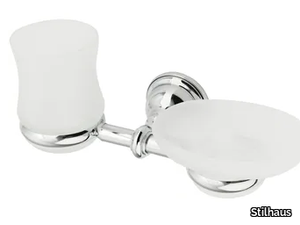 ELITE - Satin glass soap dish / toothbrush holder _ Stilhaus