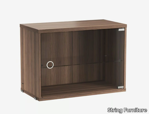 STRING® SYSTEM CABINET WITH SWING GLASS DOORS - MDF wall cabinet with shelving with door _ String Furniture