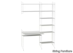 WORKSPACE G - Powder coated steel bookcase with secretary desk _ String Furniture