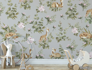 Bambi feat Eucalyptus - Kids wallpaper with floral pattern _ Studijo