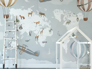 WORLD MAP - WATERCOLUOR - Motif kids wallpaper _ Studijo