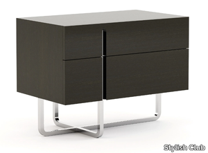 HIS - Rectangular stainless steel and wood bedside table with drawers _ Stylish Club