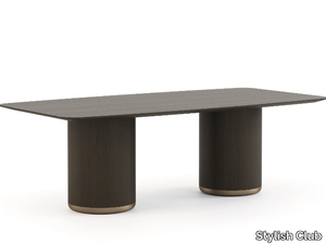 HER - Rectangular brass and wooden dining table _ Stylish Club