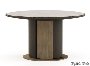 KENSINGTON - Round eucalyptus and marble dining table _ Stylish Club