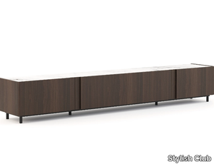 SEVILHA - Walnut wood tv cabinet with bronze mirror top _ Stylish Club