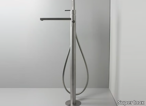 EXO 0301124X - Floor standing bathtub mixer with hand shower _ Super Inox