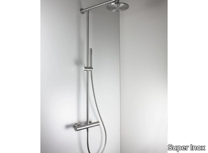 DMB 0031134X - Wall-mounted stainless steel shower panel with hand shower _ Super Inox