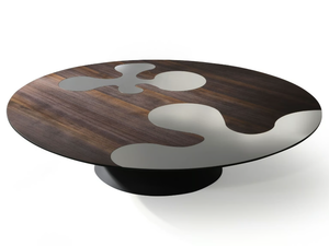 ISOLE - Low round steel and wood coffee table _ ALBEDO