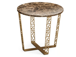 ARABESQUE - Round coffee table in Dark Emperador marble and metal _ ALBEDO