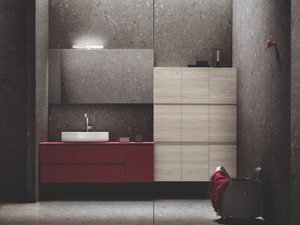 HITO - Wall-mounted multi-layer wood vanity unit with drawers _ ARBLU