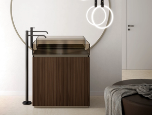 PLISSÉ LEGNO - Floor-standing single wooden vanity unit _ ARTELINEA