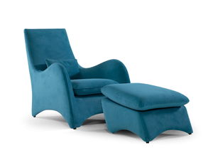 AMELIE - Leather armchair with armrests and footstool _ Able