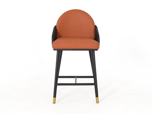 AURORA - High leather stool with back and footrest _ Able