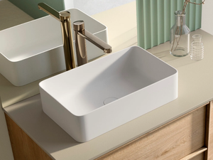 KIVU - Rectangular countertop Solid Surface washbasin _ Acquabella