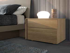 GROOVE - Rectangular melamine-faced chipboard bedside table _ Adok