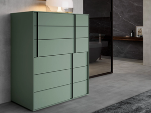 LOOP - Melamine-faced chipboard chest of drawers with integrated handles _ Adok