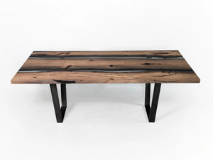 WETLAND STREAMS - Rectangular oak and resin dining table _ Alcarol