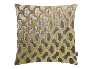 DIGBY VELVET Taupe Gold - Square motif cushion _ Aldeco