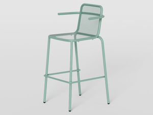 NIZZA - High powder coated steel stool with footrest _ Altek