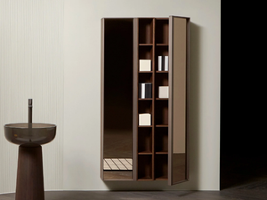 BEMADE - Suspended wood and glass bathroom cabinet with doors _ Antoniolupi