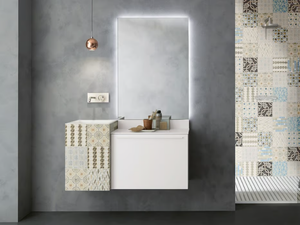 DECÒ 01 - Single wooden vanity unit with mirror _ Archeda