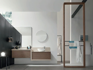 SOUL - COMPOSITION 05 - Single oak vanity unit with mirror _ Arcom