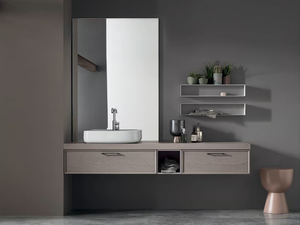 VANITY - COMPOSITION 02 - Wall-mounted wooden vanity unit with drawers _ Arcom