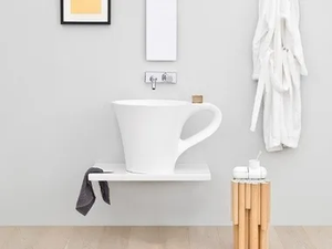 CUP - Countertop ceramic washbasin with towel rail _ Artceram