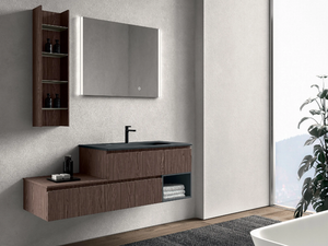 GALAXY 05 - Single wall-mounted wooden vanity unit with drawers _ BMT