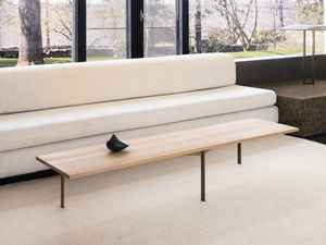 PLANK - Rectangular wood coffee table with metal base _ BassamFellows