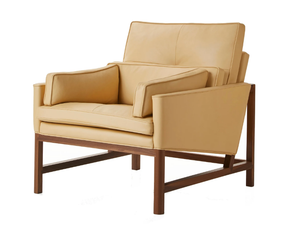 WOOD FRAME LOUNGE - Low back wood and upoholstered lounge chair _ BassamFellows