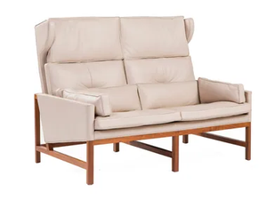 WOOD FRAME LOUNGE - Wing back wood and upoholstered sofa _ BassamFellows