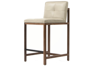 WOOD FRAME DINING - Wood and upholstered counter stool with back _ BassamFellows