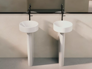 BETTESUNO PEDESTAL - Round freestanding enamelled steel washbasin _ Bette