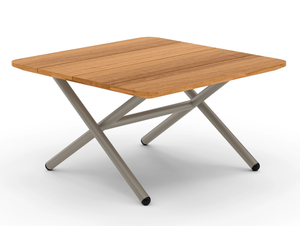 GARDA - Low iroko and aluminium coffee table _ Bivaq