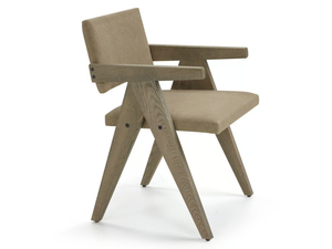 BIRDIE - Linen and oak chair with armrests _ Blasco