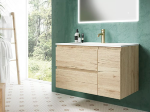 CAPTUS 01 - Wall-mounted vanity unit with integrated washbasin _ Blubbain