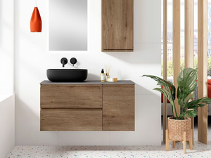 CAPTUS 02 - Wall-mounted vanity unit with drawers _ Blubbain