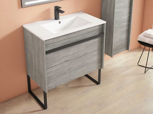 SET ANAIS - Single vanity unit with towel rail _ Blubbain