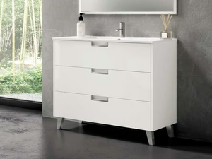 SET JAZMÍN - Floor-standing vanity unit with drawers with integrated washbasin _ Blubbain