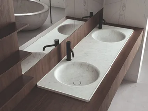 FLOE - Inset double round marble washbasin _ Boffi