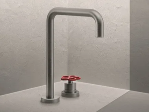 PIPE - 2 hole countertop stainless steel washbasin tap _ Boffi