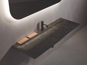 L 14 - Wall-mounted single rectangular marble washbasin _ Boffi