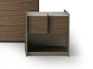 AUREO - Rectangular walnut bedside table with drawers _ Bonaldo