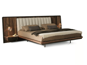 NELSON L - Walnut double bed with integrated nightstands _ Bonaldo