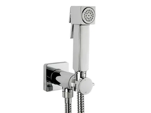 Cube Brass Mixer Set - Contemporary style handshower with bracket _ Bossini