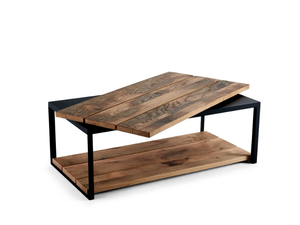 MAKI - Rectangular steel and wood coffee table _ Bullfrog