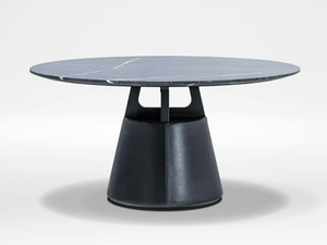 UNITY - Round table with marble top and eco leather base _ CAMERICH